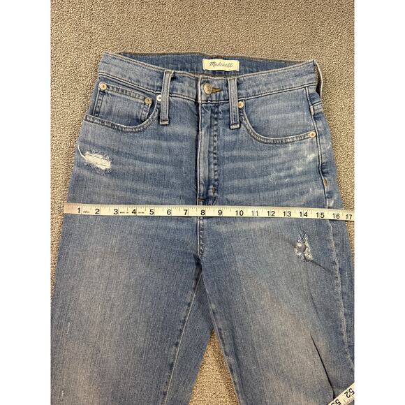 Madewell Classic Straight Jean Distressed Denim High Rise Size 26 - Picture 7 of 11